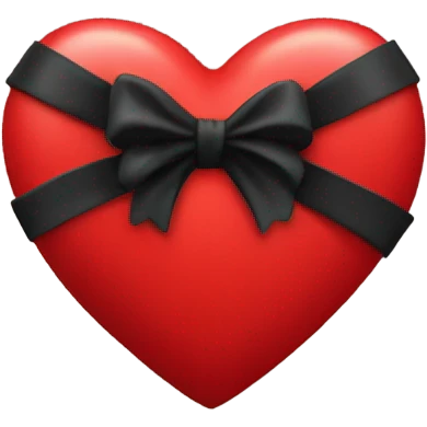 a red heart emoji with a black bow wrapped around it emoji