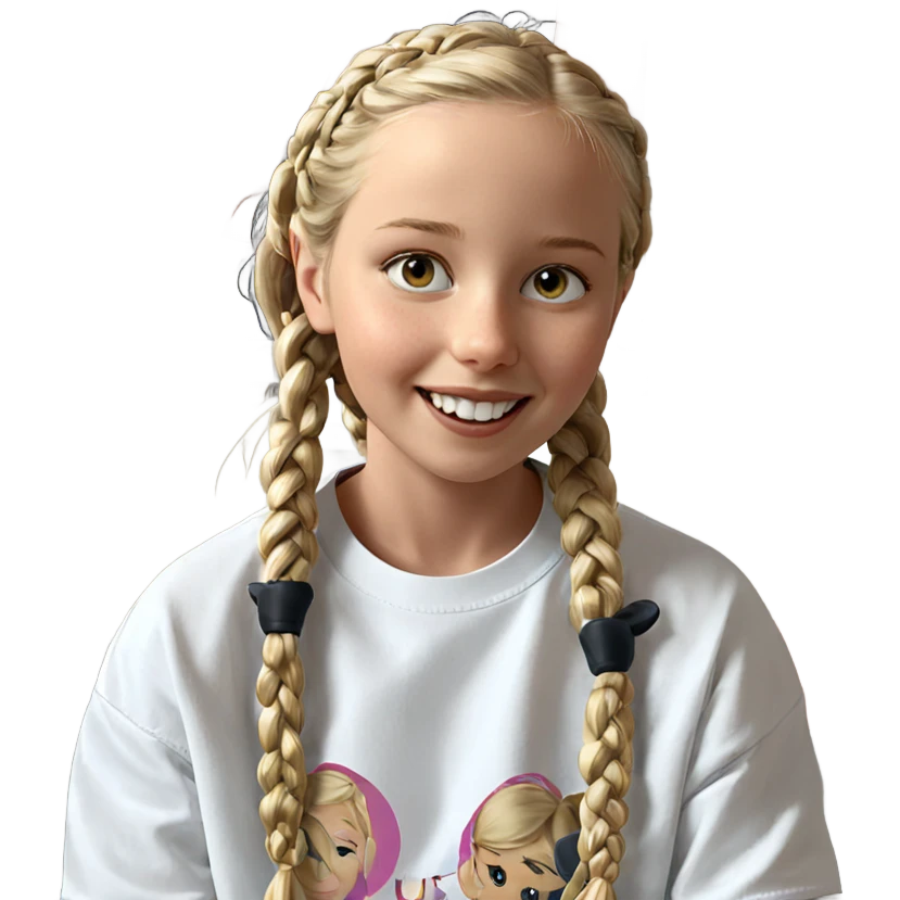 smiling girl with blonde braids emoji