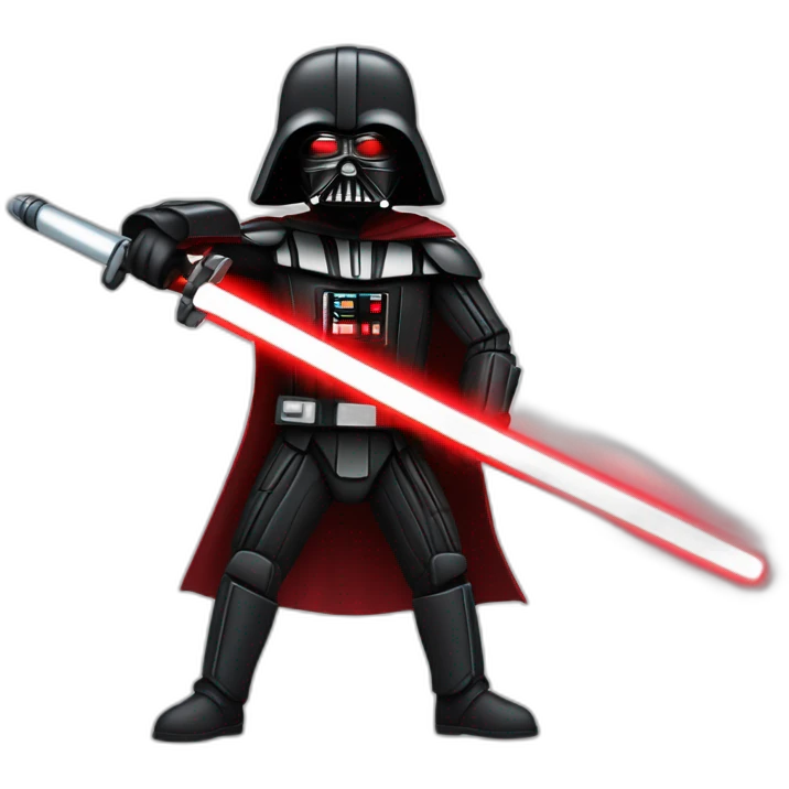 dark vador qui tien un sabre laser rouge en position de combat emoji
