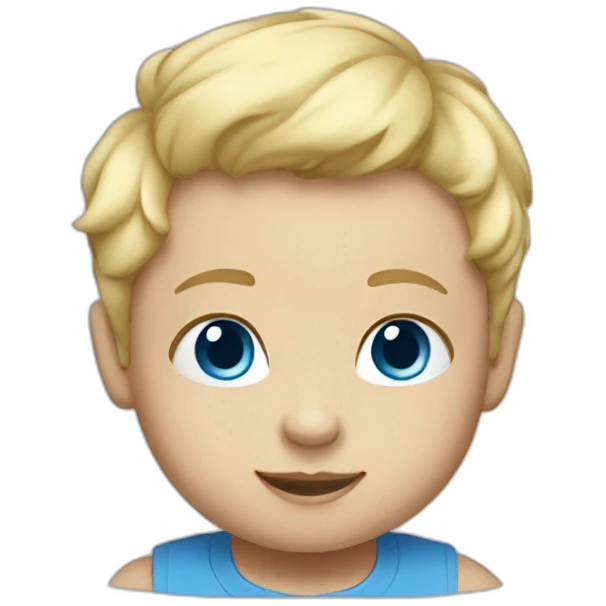 A baby with blond hair, blue eyes and a blue t-shirt emoji