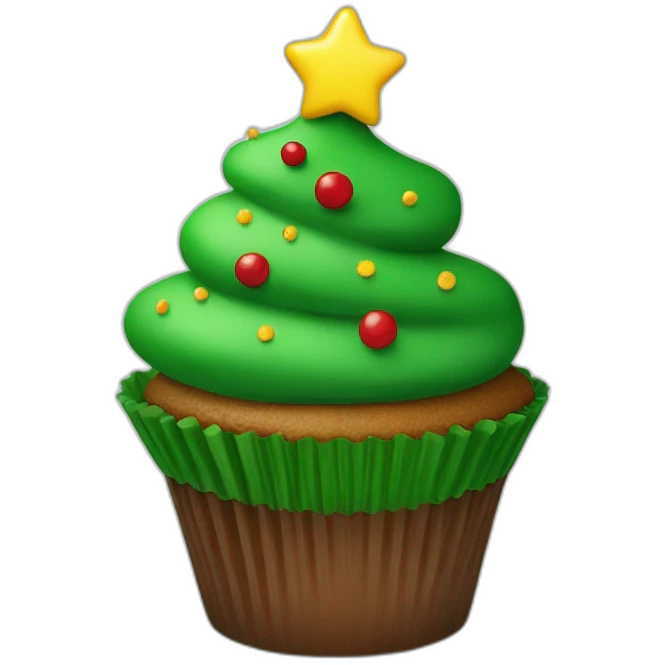 Happy Christmas tree cupcake emoji