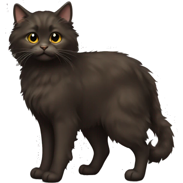 full body's dark brown american curl cat fluffy emoji