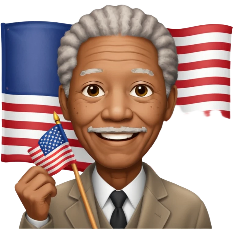 morgan freeman holding an american flag emoji