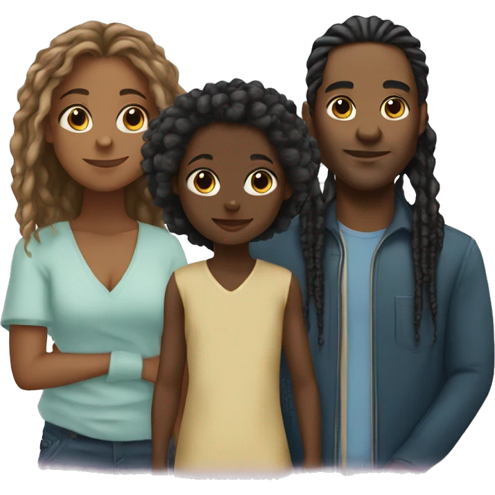Black girl with long hair with man with locs and a baby boy emoji