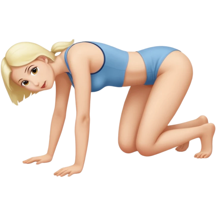 Nack woman, on all fours, cheek spread,  emoji