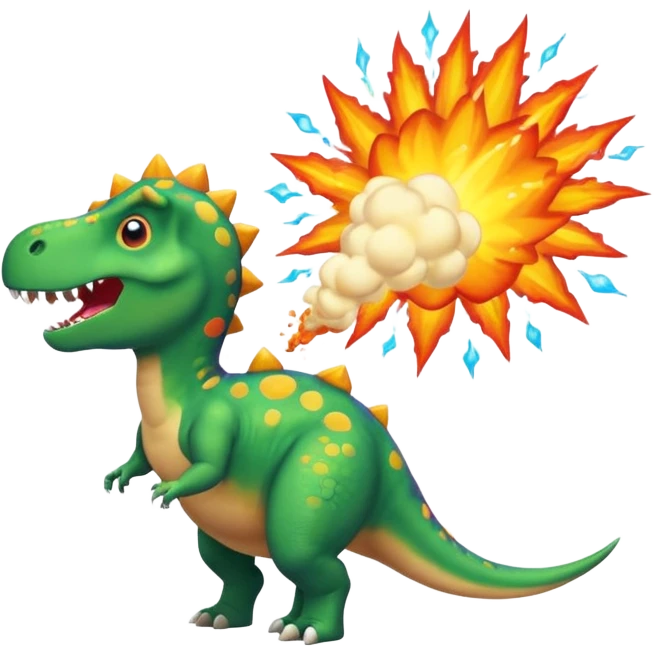 Dinosaur farting out a explosion emoji