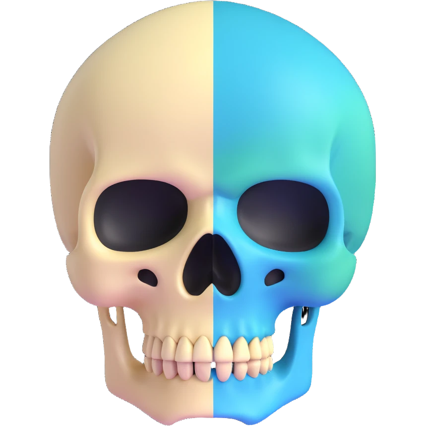 3D skull with Milwaukee Bucks colors (green, cream, blue) emoji