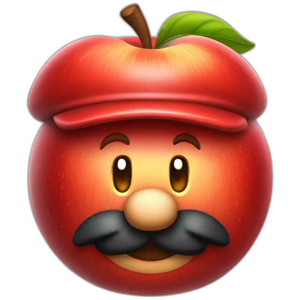 red apple wearing Mario's hat emoji
