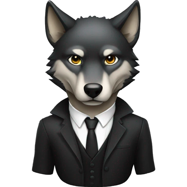 Wolf with a black hood and a suit emoji