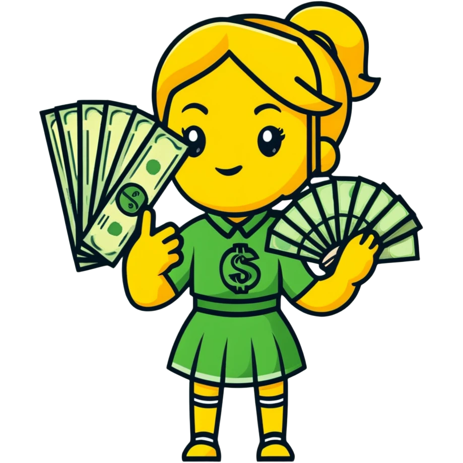 yellow skin woman with money fan emoji