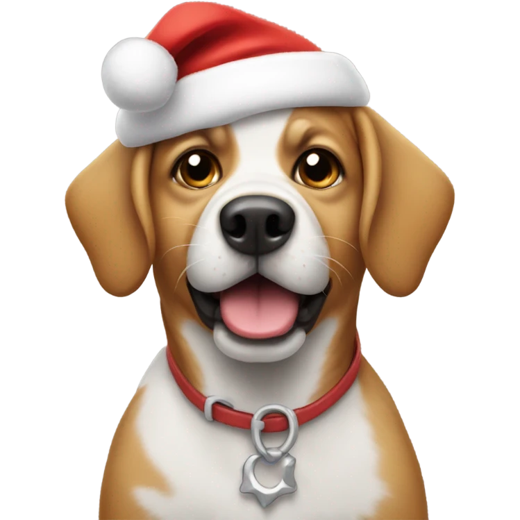 Dog wearing Santa hat emoji