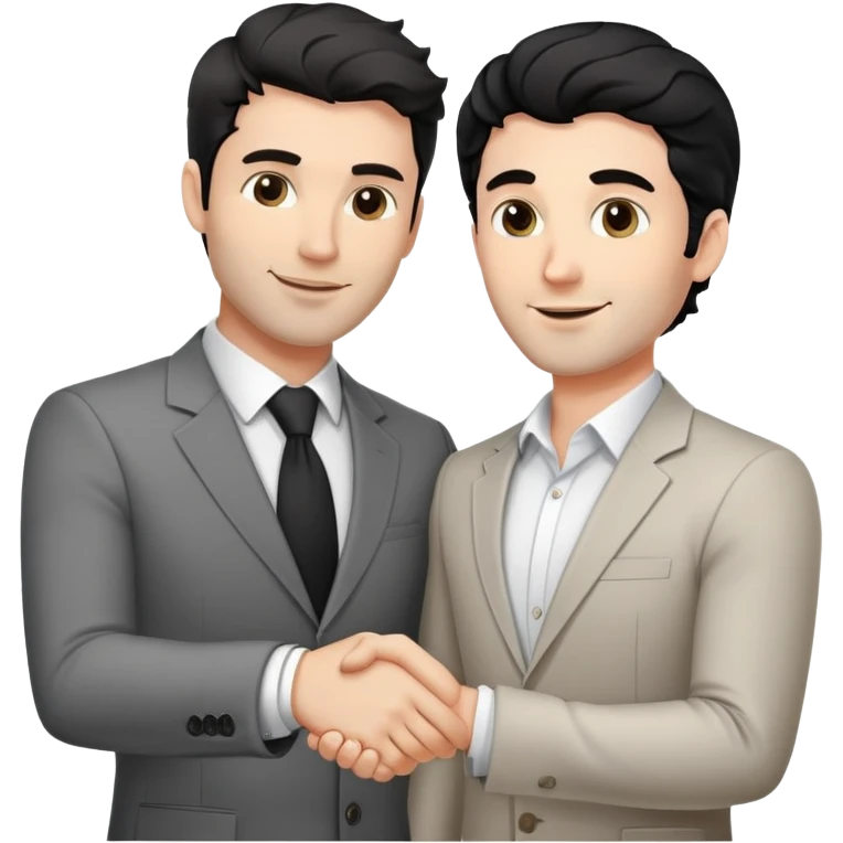 Professional 35-year-old man with black wavy hair, stubble, strong jawline, white skin tone, wearing smart casual business attire, networking at a business event, shaking hands with another professional, confident approachable expression emoji