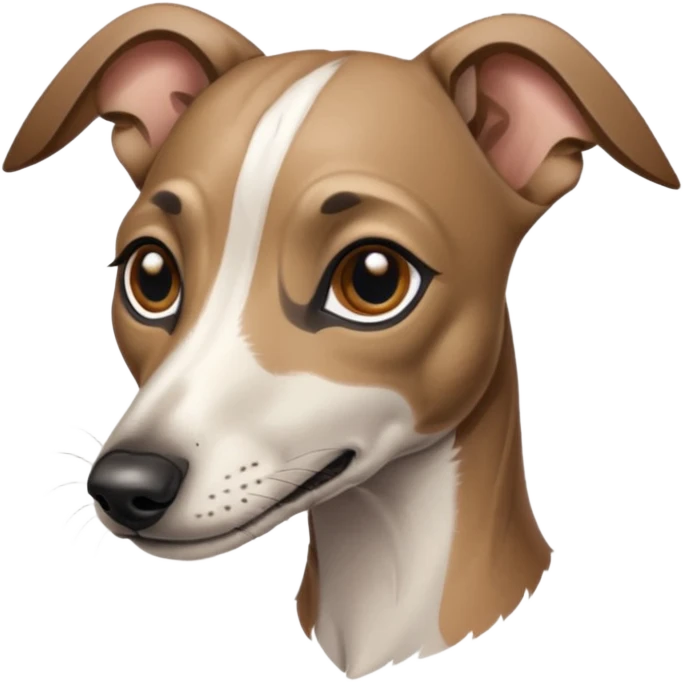 Create a brindle whippet emoji with long Dobby looking ears and a long snout emoji