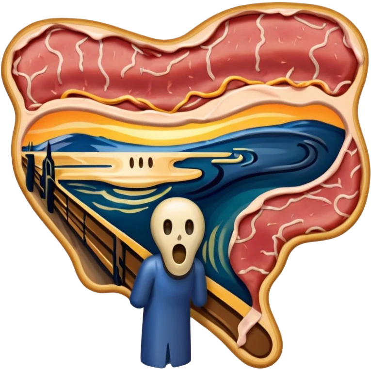 Edvard munch The Scream painting with SPAM MEAT landscape  emoji