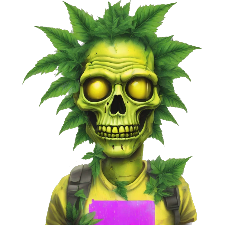 420 .Zombie_ Vaporwave black holographic oilslick zombie unicorn smoking yellow caution tape hemp leaves emoji