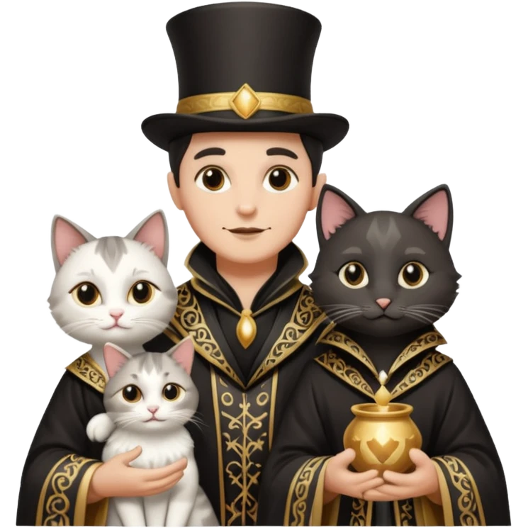 magician couple and their pet cat emoji