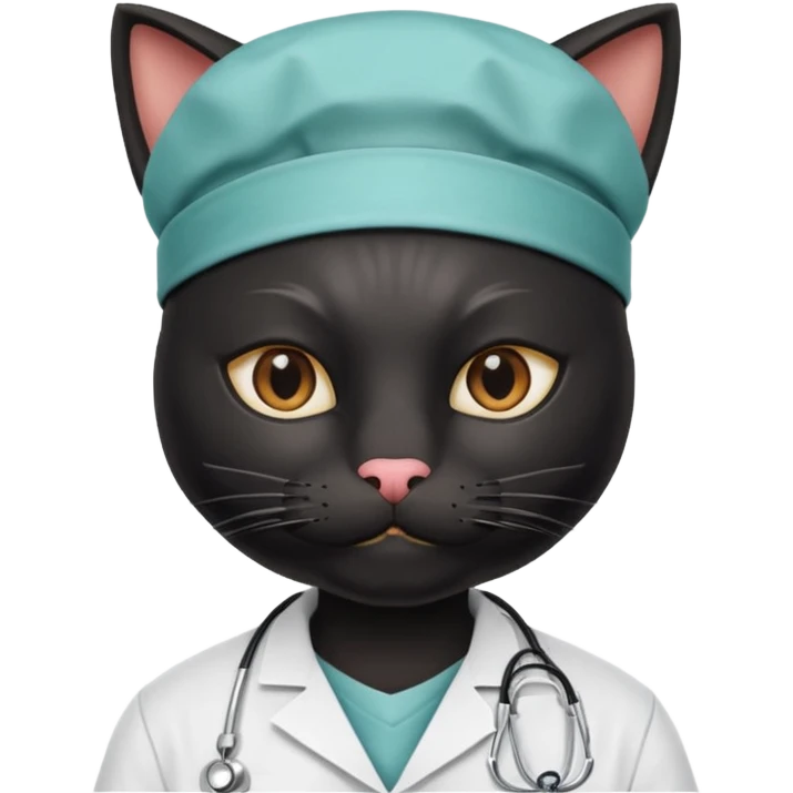 black doctor cat, surgeon mask emoji