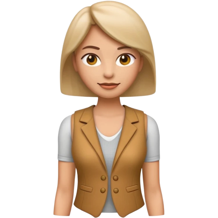 Apple-style 3D emoji of a women’s vest, sleeveless, fitted design, stylish cut, light fabric texture, feminine look, no background emoji