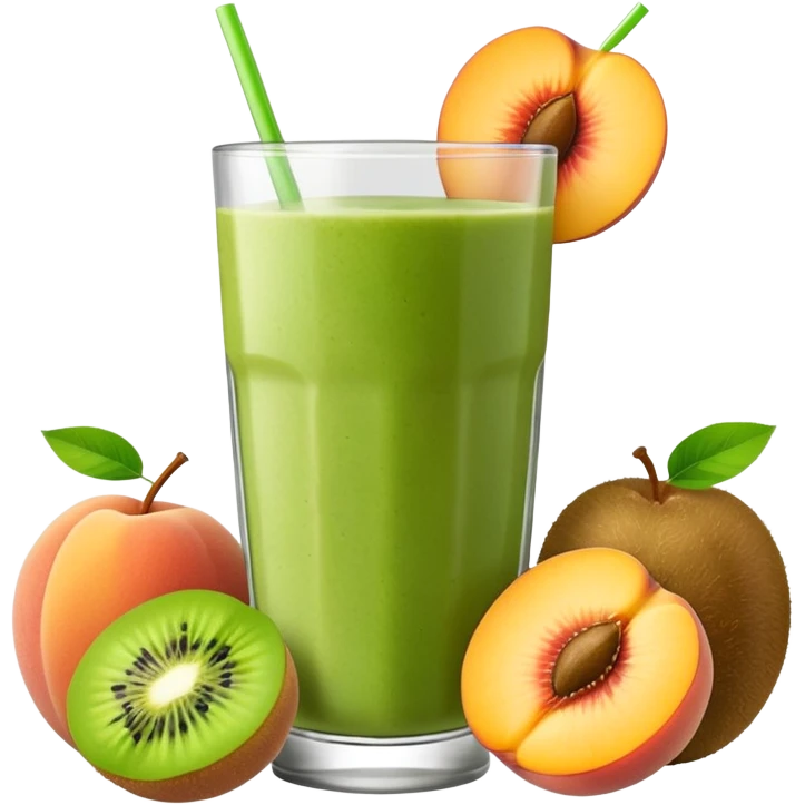 smoothie with peaches and green kiwi emoji