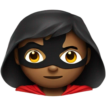 A superhero with a black and red costume wearing a cape emoji