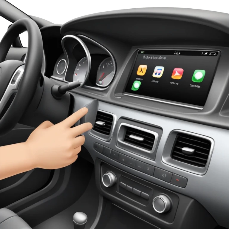 hands removing car dashboard panel, disassembling car interior emoji