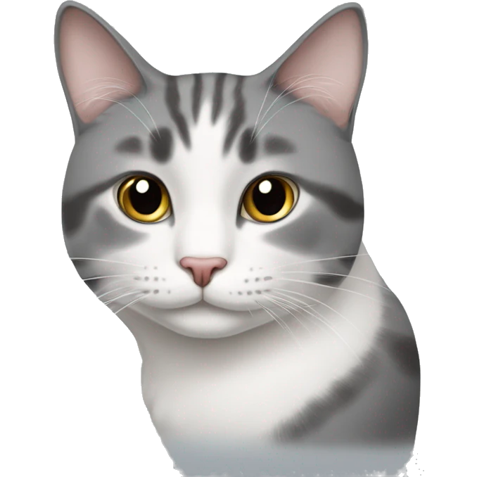 Grey and white cat with two Little spots on the nose AND one spot on the Chon emoji