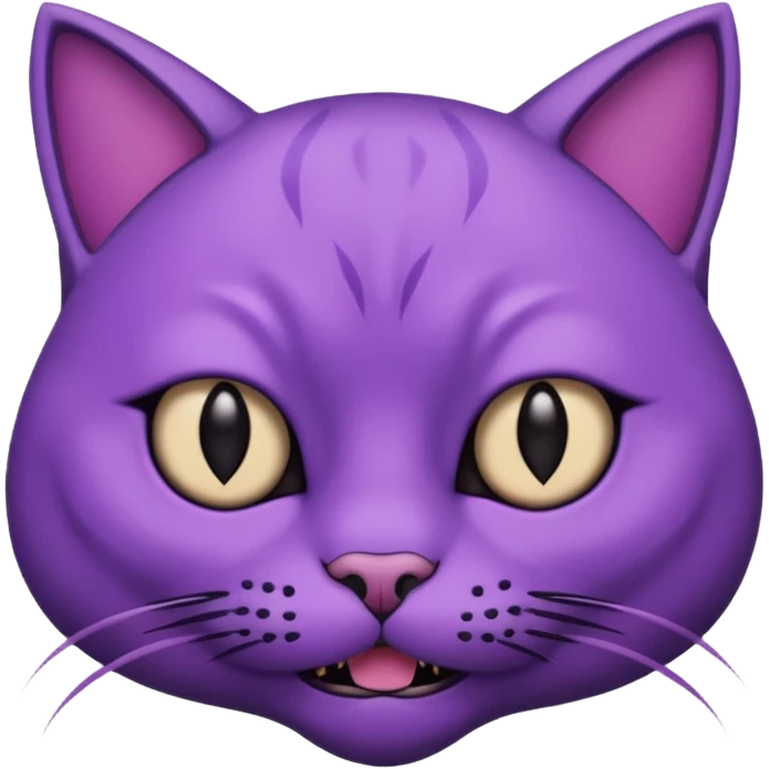 Scary purple cat fully black eye and mouth emoji