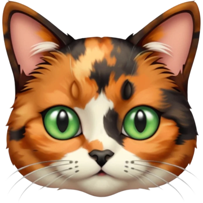 dark tortoiseshell cat pastel green eyes emoji