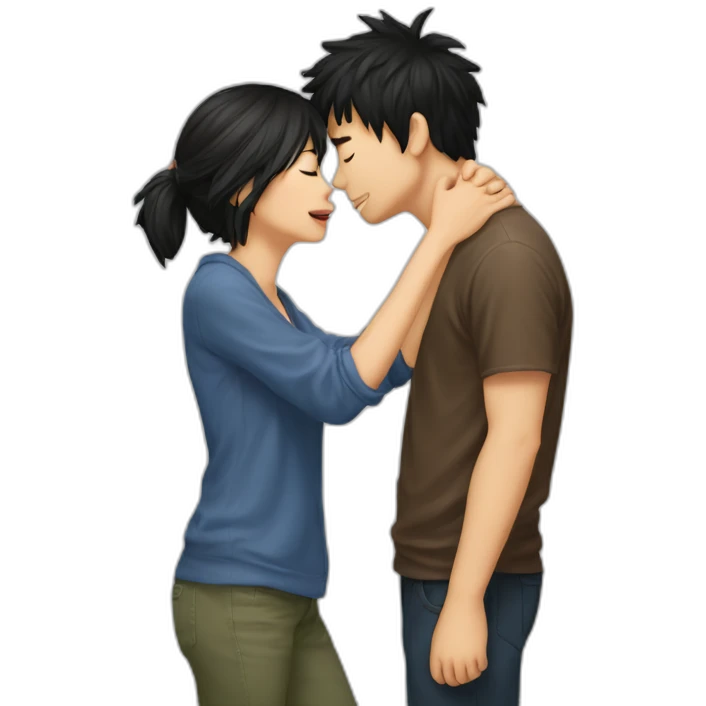 scruffy-boy-and-asian-gilr-kissing emoji