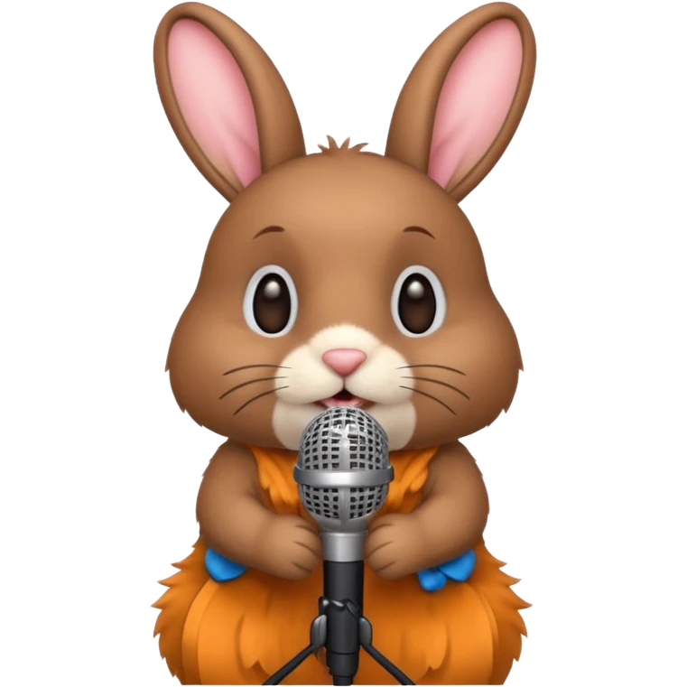 brown bunnie singing to mic emoji