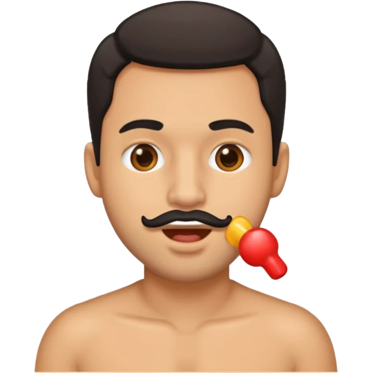 Latin man with cum on cheek mouth and chest emoji