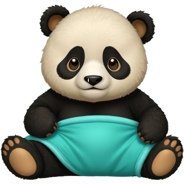 make a cute DARK GREEN PANDA with some furry cyan pjs laying down emoji