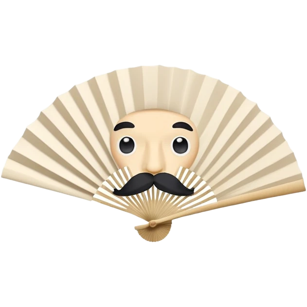 Paper fan with a face with a mustache emoji