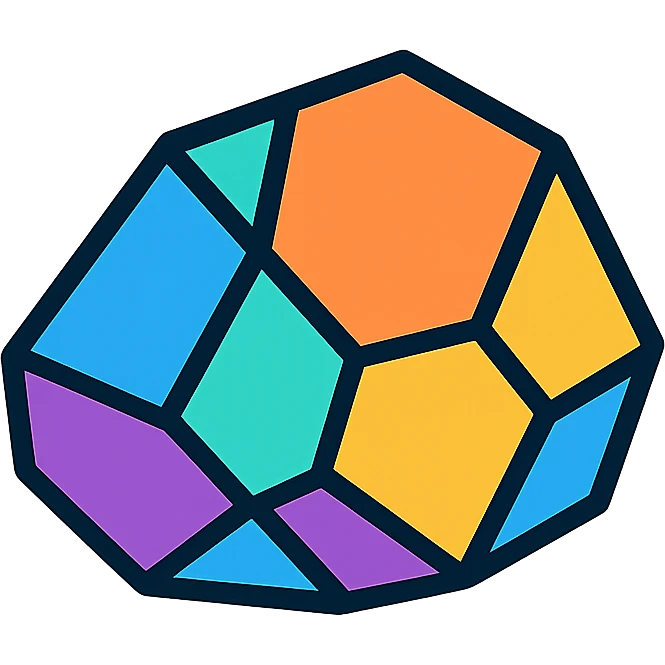 a stylized rock with geometric facets, modern icon style emoji