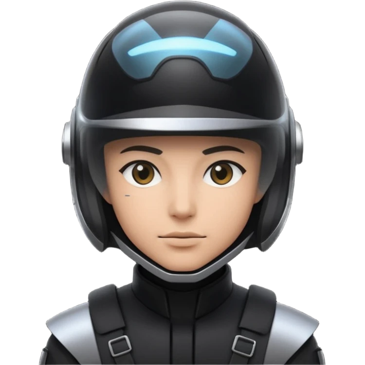 time traveler in black clothes and helmet emoji