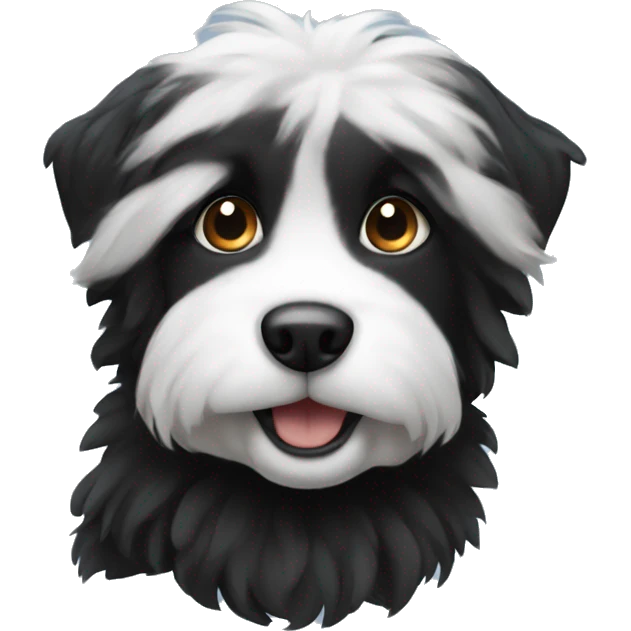Black fluffy dog with a white strip emoji