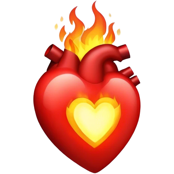 red heart, fire inside heart emoji