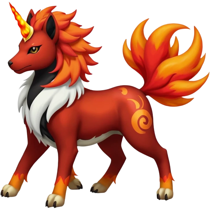 Shiny Exotic Gothic Rapidash-Houndoom-Arcanine-Pokémon-Fakémon-hybrid-creature emoji