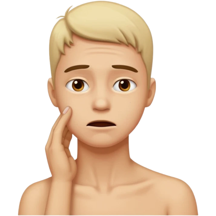 a person having a neck strain, and touching his neck (in pain) emoji