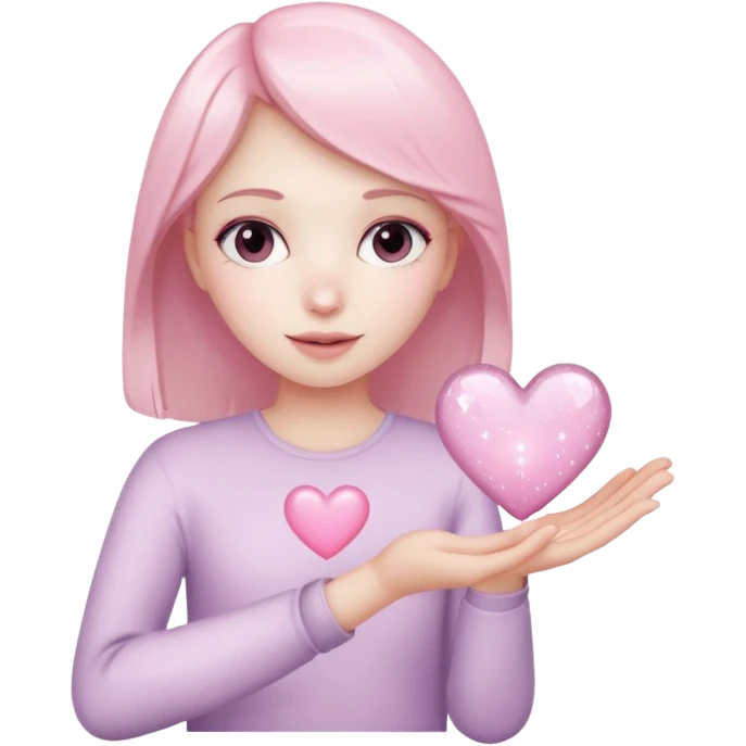Pale pink heart with sparkles on the hand emoji
