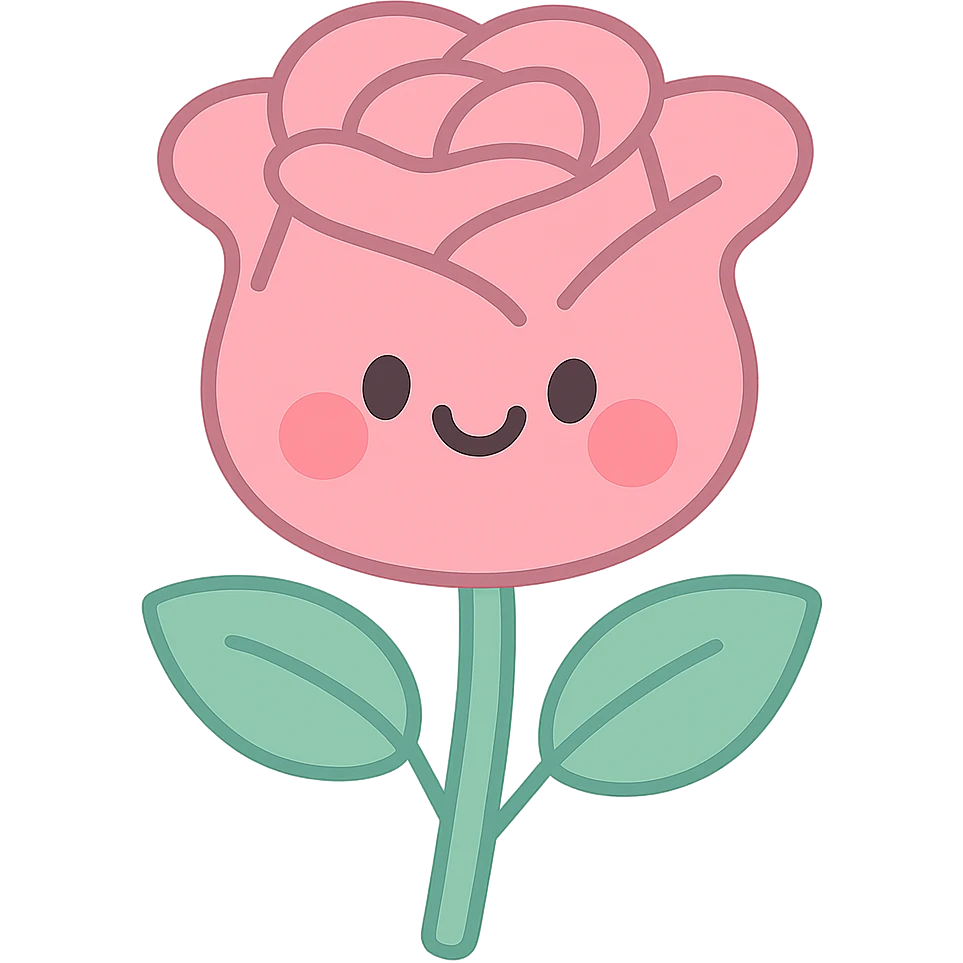 pink rose, soft pastel icon style, gentle colors, simple shapes emoji