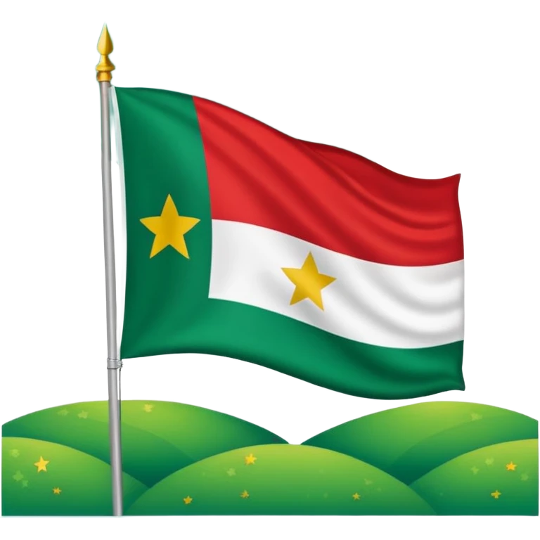 La bandera de yucatan  tiene arriba a la derecha,  blanco en medio y rojo de lado izquierdo y verde alado en frente con estrellas blancas emoji