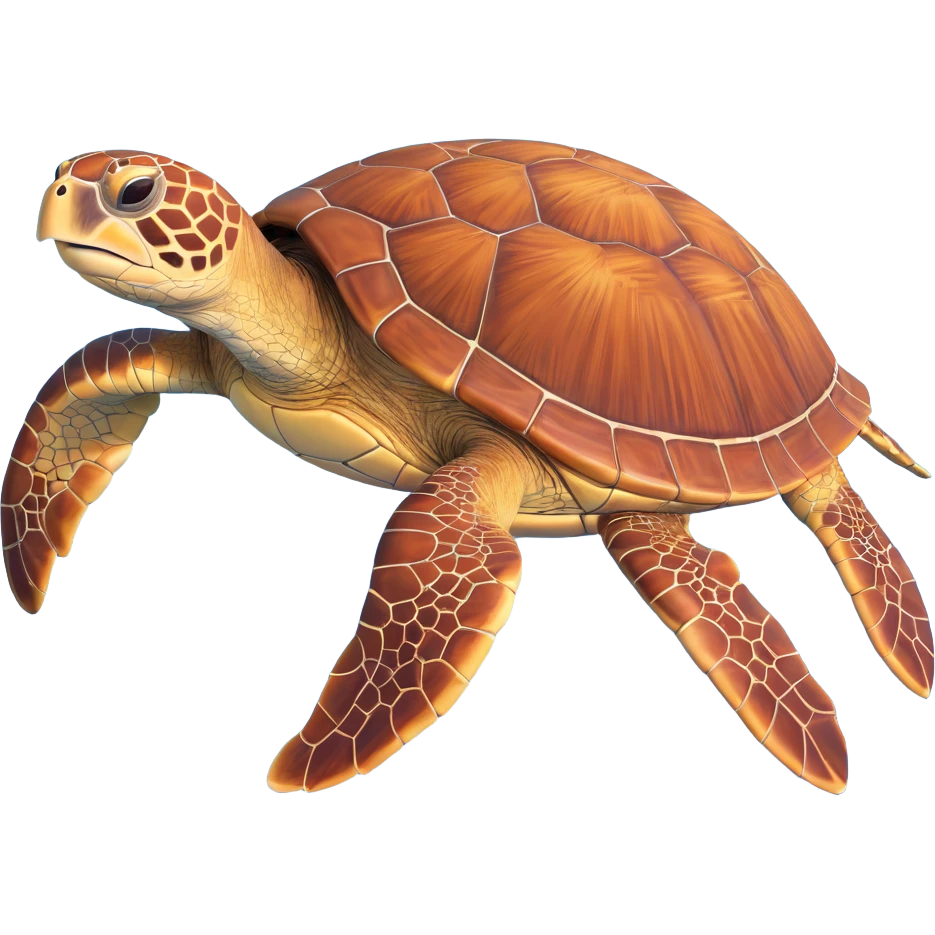 A realistic sea turtle swimming emoji