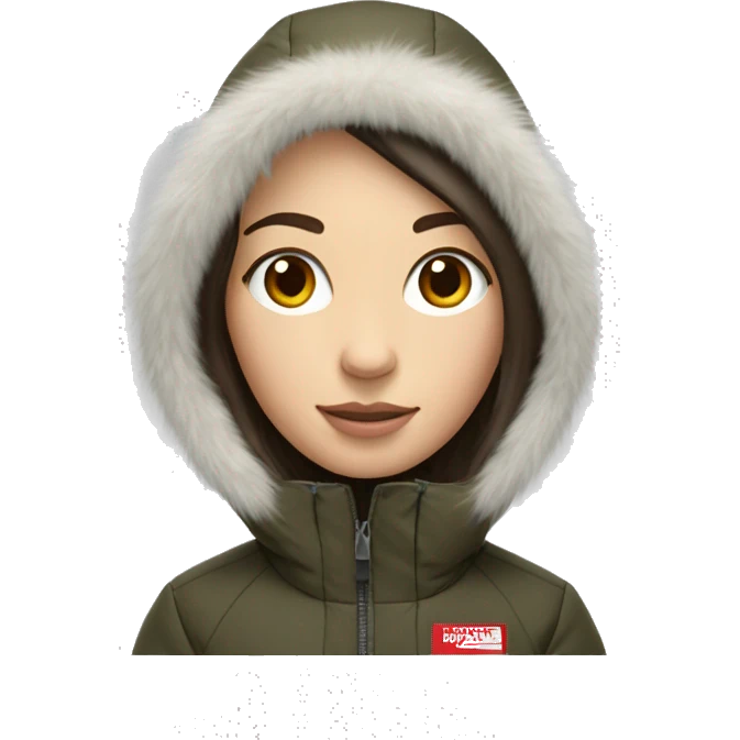 White  brunette Girl wearing northface parka emoji