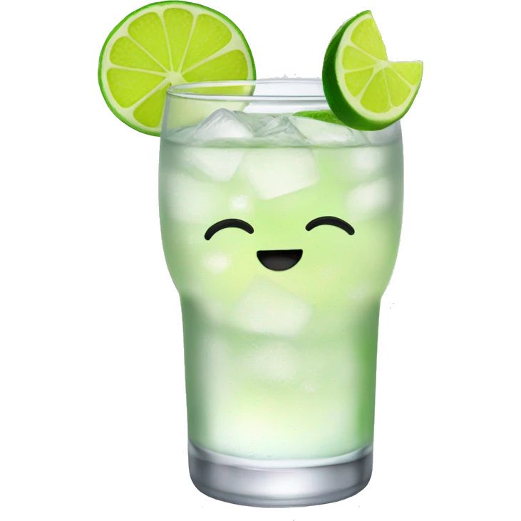 Vodka tonic with a lime in a cute glass emoji