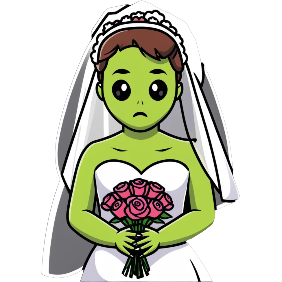 zombie bride with wedding veil and bouquet emoji