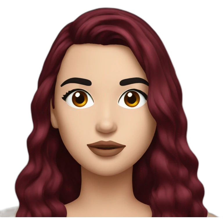 Dua Lipa with dark red hair emoji