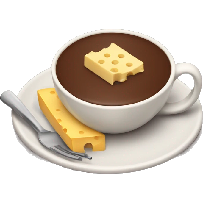 Cup of chocolate with cheese finger on a plate emoji