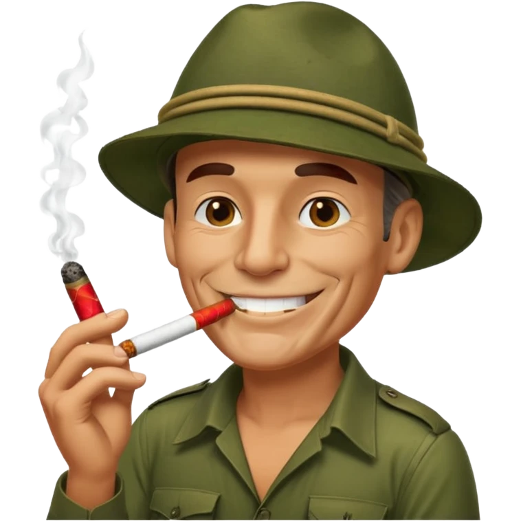 old school jungle commando smoking a cigar with a grin emoji