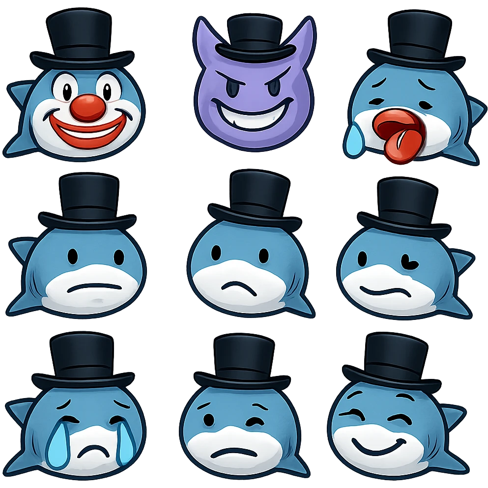 Shark with a top hat emoji